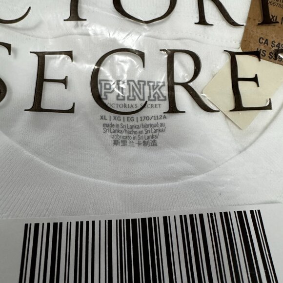 PINK Victoria's Secret White Campus Long Sleeve T Shirt New Size XL - Picture 3 of 3